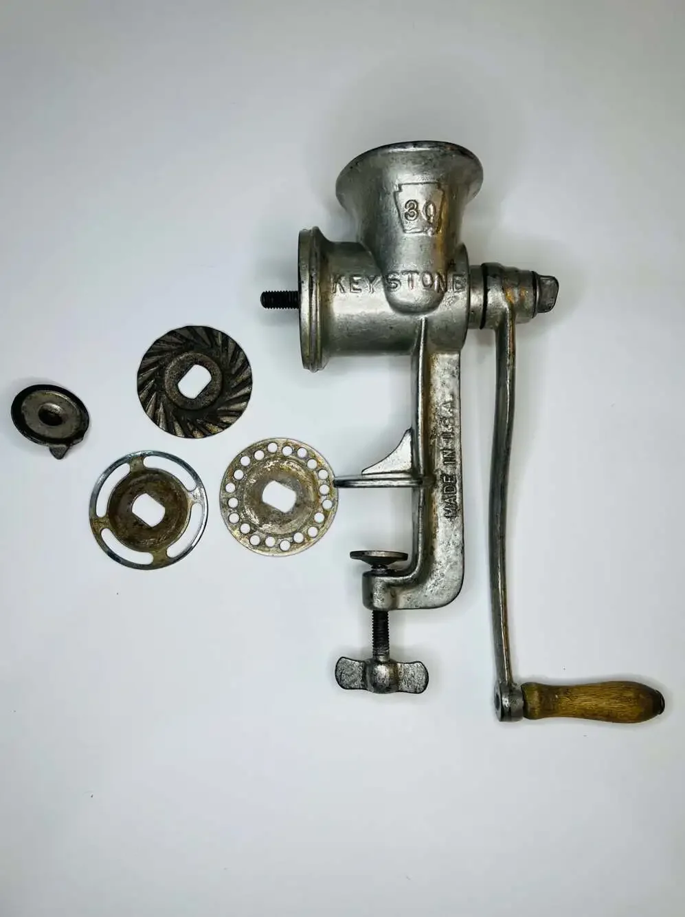 Vintage Keystone No. 30 Hand Crank Meat Grinder Made in USA Boyertown PA